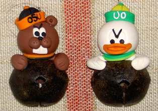 Beaver and Duck ornaments